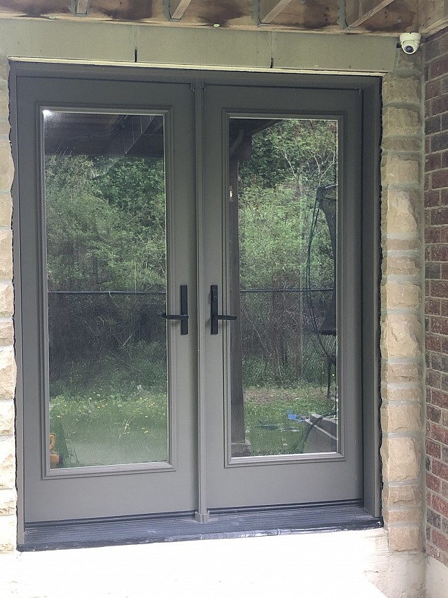 grey double opening garden door