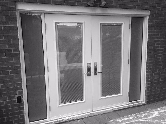frosted white double opening garden doors