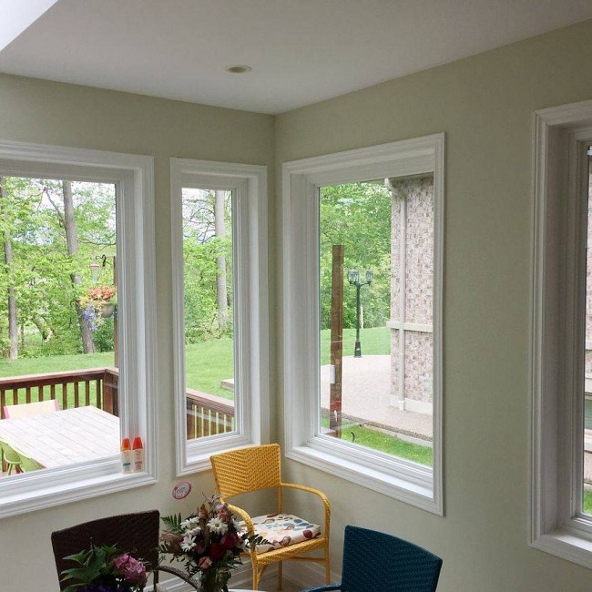 living room corner window in a suburb in Toronto Canada